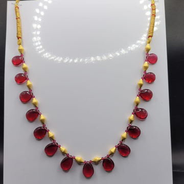 916 Gold Red Stone Necklace by 