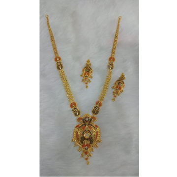22Kt Gold Traditional Design Long Necklace Set MJ-... by 