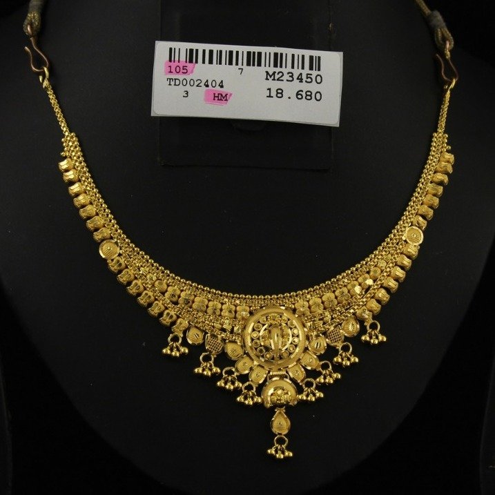 22Kt Gold Kalkatti Design Necklace Set