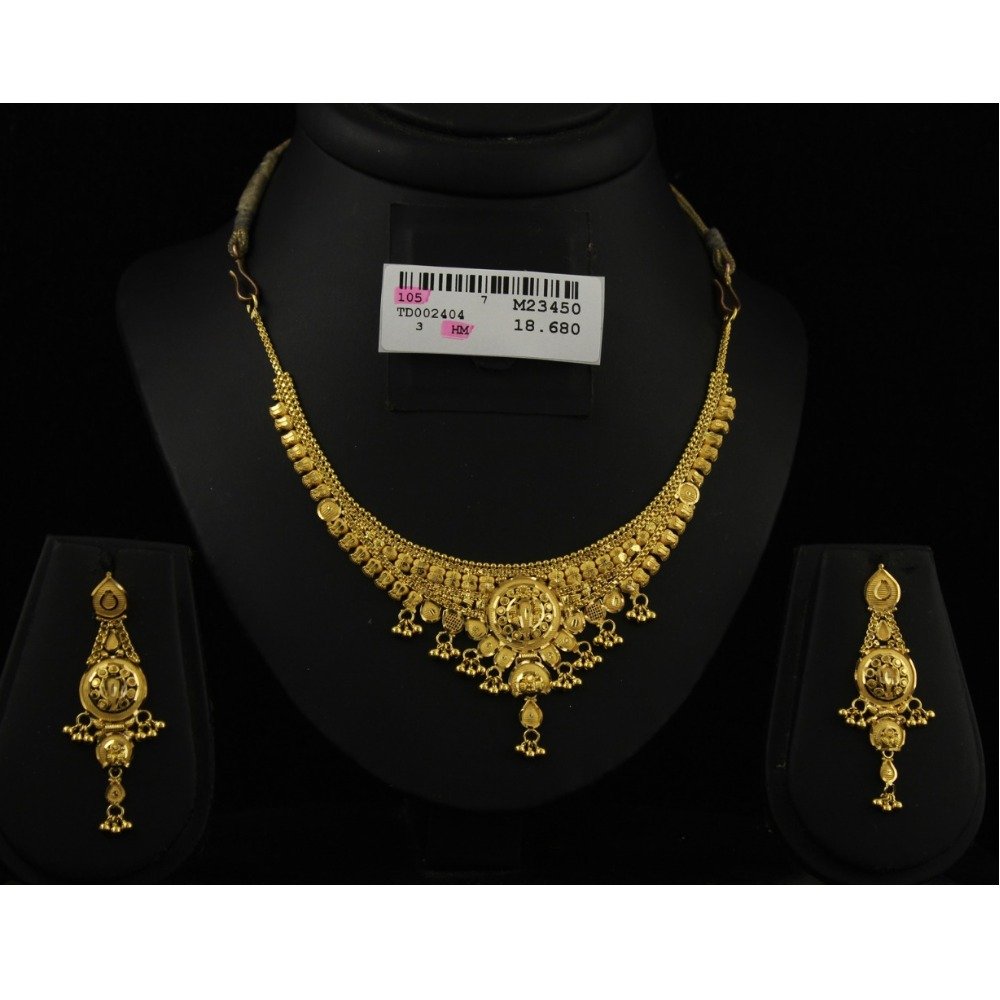 22Kt Gold Kalkatti Design Necklace Set